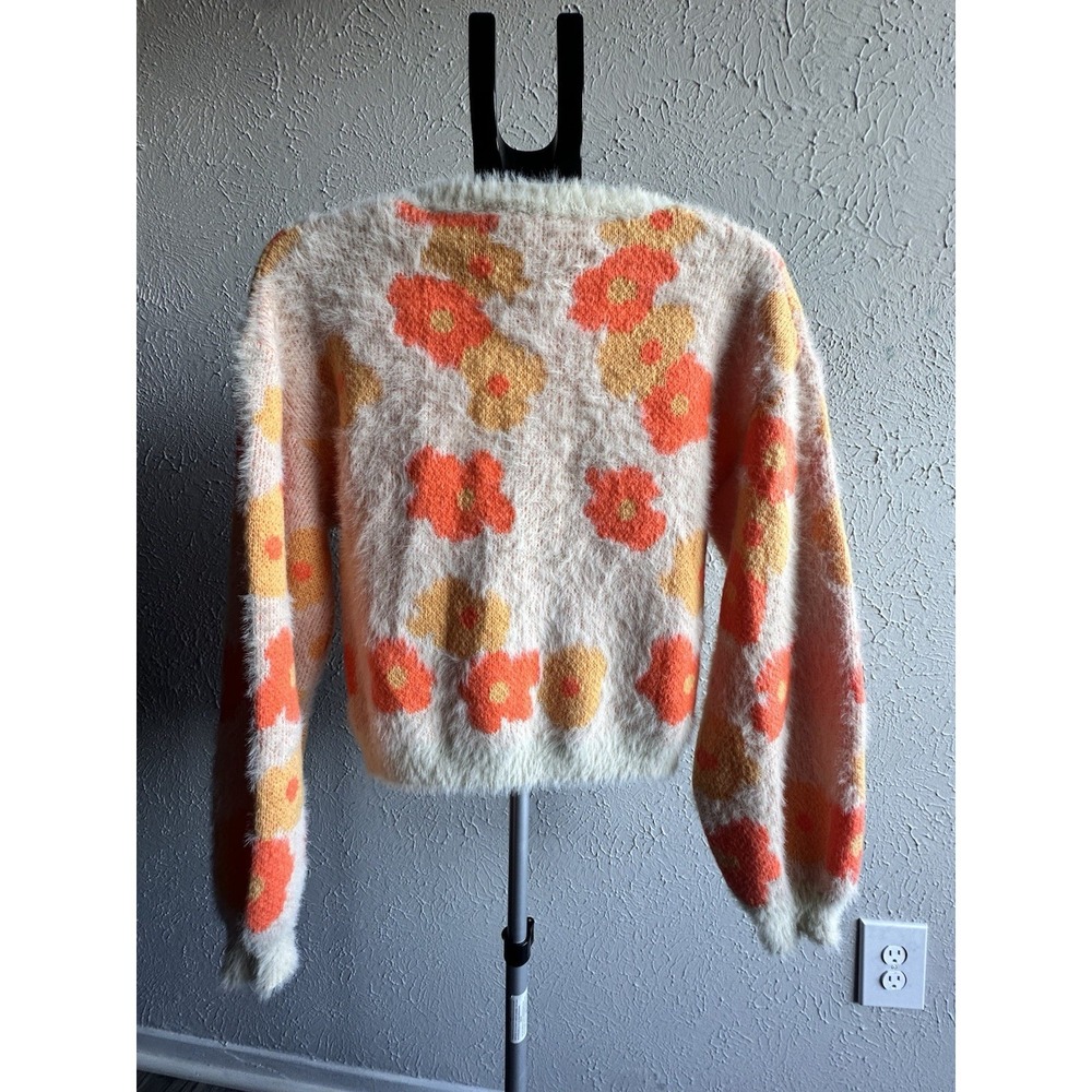 Willow + Root Floral Fuzzy Cardigan Sweater - Talla M - Boho Retro Style. - Picture 13 of 16